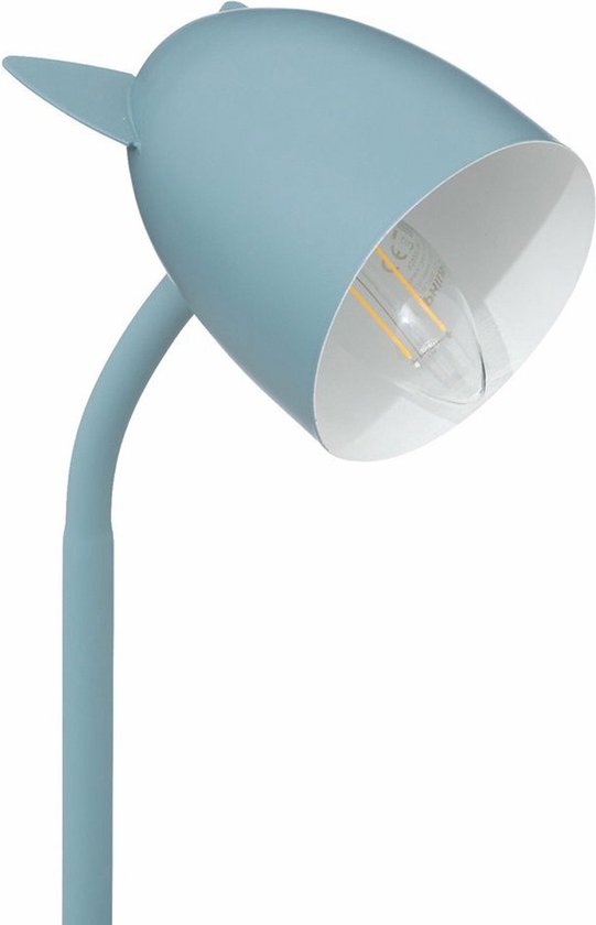 Atmosphera Kinderkamer bureaulamp - met oortjes - blauw - metaal - 18 x 12,5 x 31 cm - tafellamp — afbeelding 2