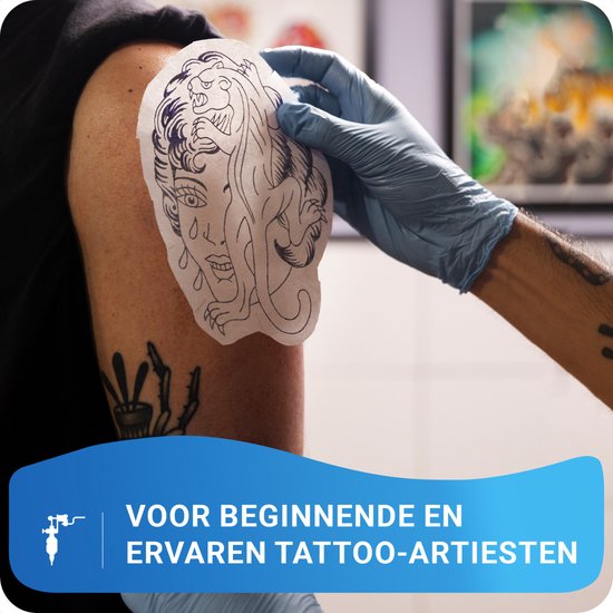 TATELF 100 vellen tatoeagepapier, A4 stencilpapier voor tattoo-transfers, tattoo-accessoires, transferpapier voor tatoeëren, 4-laags design thermisch sjabloonpapier