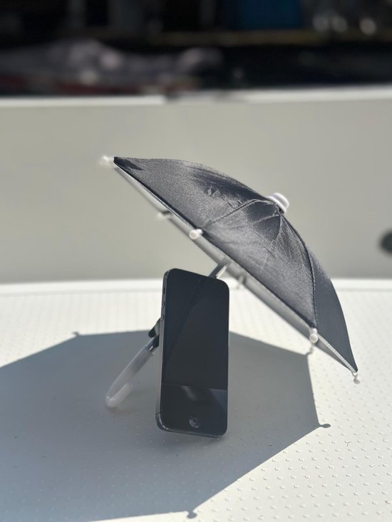 Zwarte telefoon parasol met zuignap - Telefoon paraplu - Telefoon houder - parasol tegen oververhitte telefoon - Schaduw telefoon
