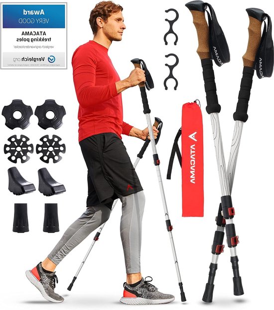 Ultralichte Nordic Walkingstokken van carbon voor dames en heren Telescopisch en... bol