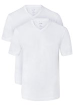 OLYMP T-shirts (2-Pack) - V-Hals - wit -  Maat L