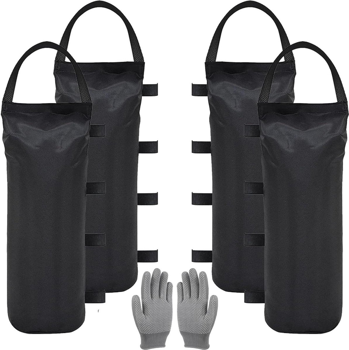 Zandzakken set van 4 stuks - vulbaar herbruikbaar - zwart - waterdichte zandzakken - tent parasol trampoline - outdoor