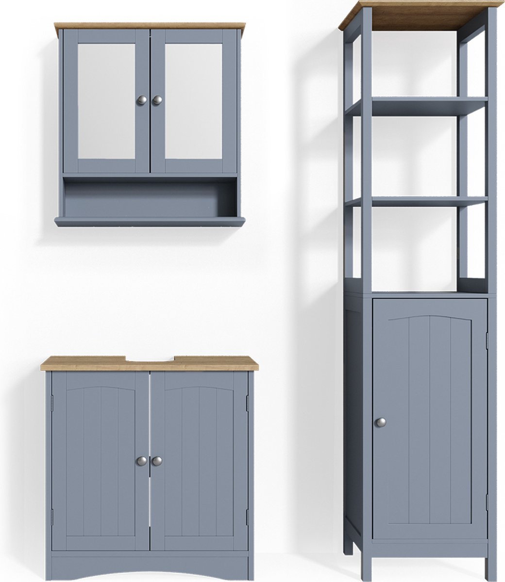 Vicco Badkamermeubel set Bianco, Grijs, 3-delig