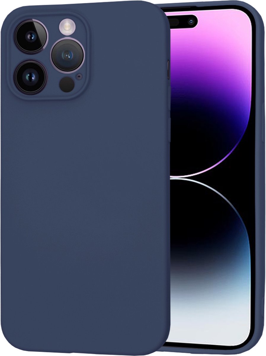 Techsuit Soft Flex Silicone Back Cover hoesje voor Apple iPhone 14 Pro Max - Navy Blue