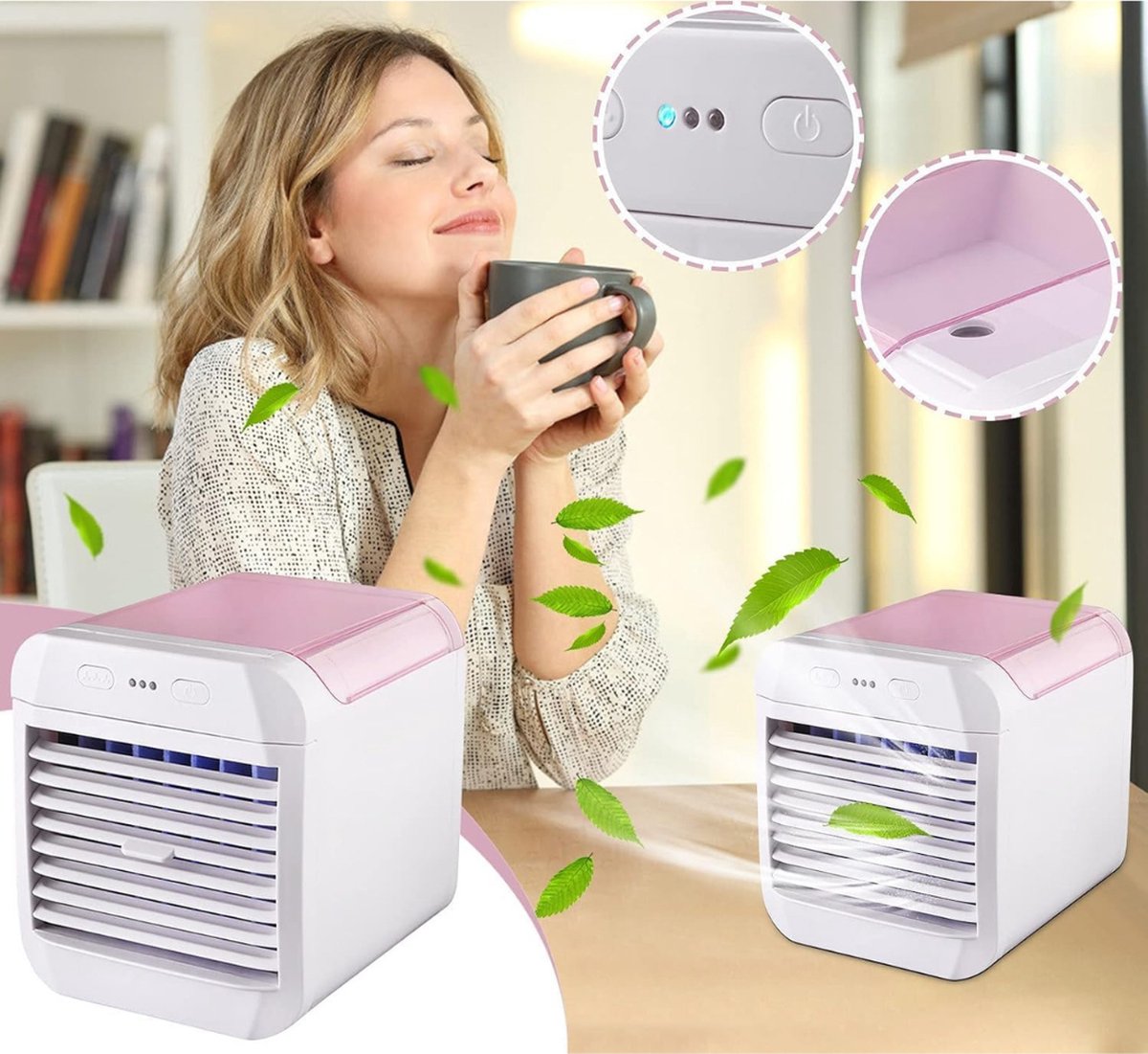 Mobiele Airco Zonder Afvoer - Mobiele Aircooler Draagbaar - Mobiele Airco voor Slaapkamer met 3 snelheden- Wit en Roze – foto 8