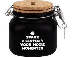 Spaarpot - Spaar centen voor mooie momenten - Glas - 10,5x11x12,5cm