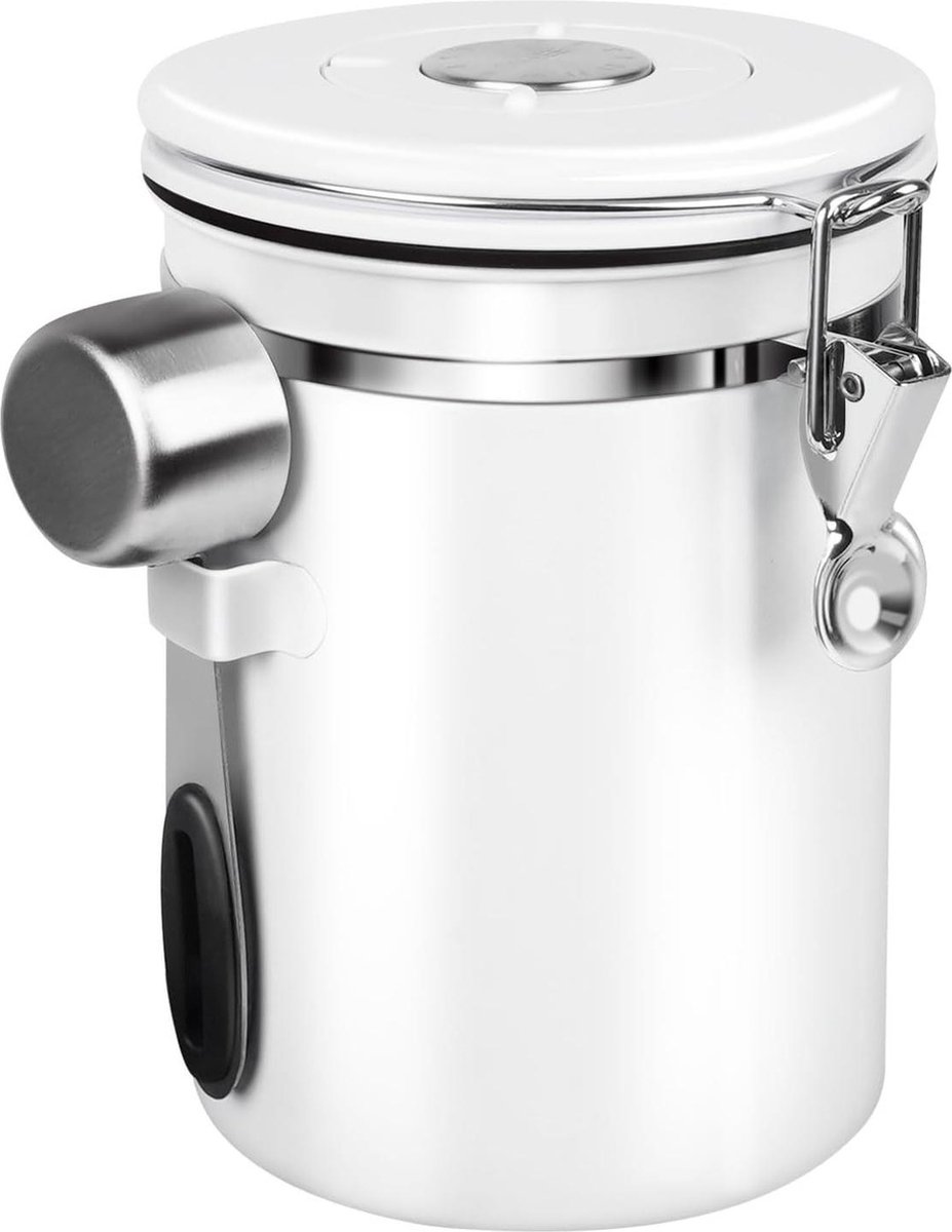 Leaf House 18 liter luchtdicht koffieblik roestvrij stalen koffiereservoir voor bonen thee suiker wit