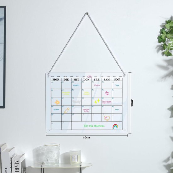 Acryl wandplanner - Weekplanner, maandplanner, afwasbaar - Duits Taal | bol