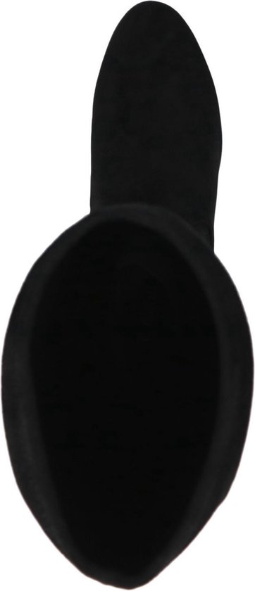 Vue de dessus d'une botte en suédine noire.