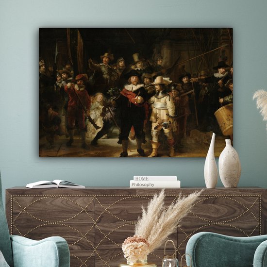 Peinture sur Toile La Ronde de Nuit - Art - Maîtres Anciens - Rembrandt - 150x100 cm - Décoration murale