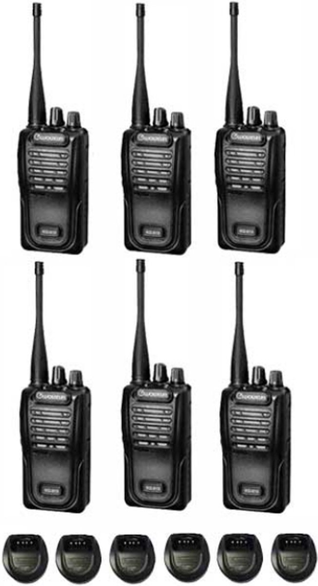 Set van 6 Wouxun KG-819 UHF IP55 PMR446 Portofoons