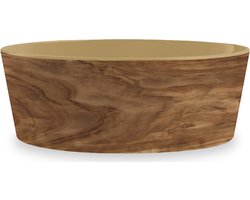 Tarhong voerbak hond olive melamine houtprint / zandkleur - Default Title