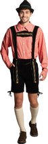 Korte Lederhose + Blouse Set incl Bretels Oktoberfest Heren Carnavalskleding Heren Lederhosen Man - Zwart/Rood - L - Polyester