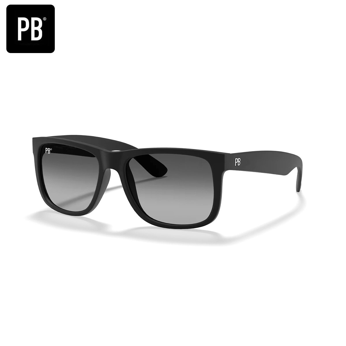 PB Sunglasses - Vermont Black - Zonnebril heren en dames - Gepolariseerde lenzen - Vierkante zonnebril - Stevig mat zwart frame