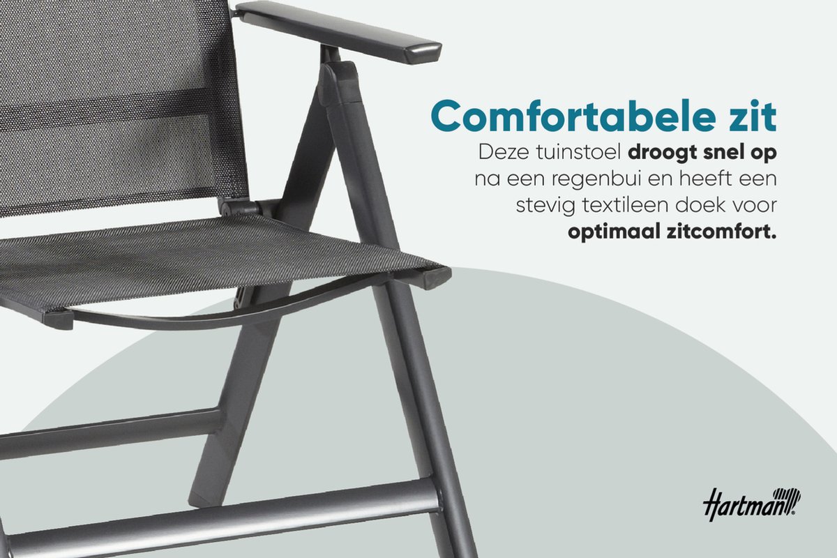 Hartman Aruba Aluminium tuinstoel - Antraciet verstelbaar