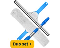 Glaswasshop - Glazenwasser set - Professionele Raamtrekker - GWS - DUO + Telescoopsteel - Ramen Wassen