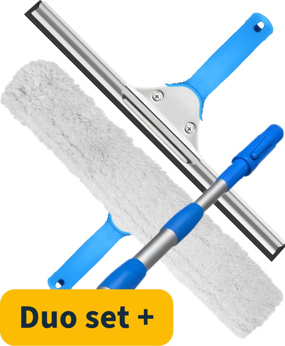 Goedkoopste Glaswasshop - Glazenwasser set - Professionele Raamtrekker - GWS - DUO Telescoopsteel - Ramen Wassen