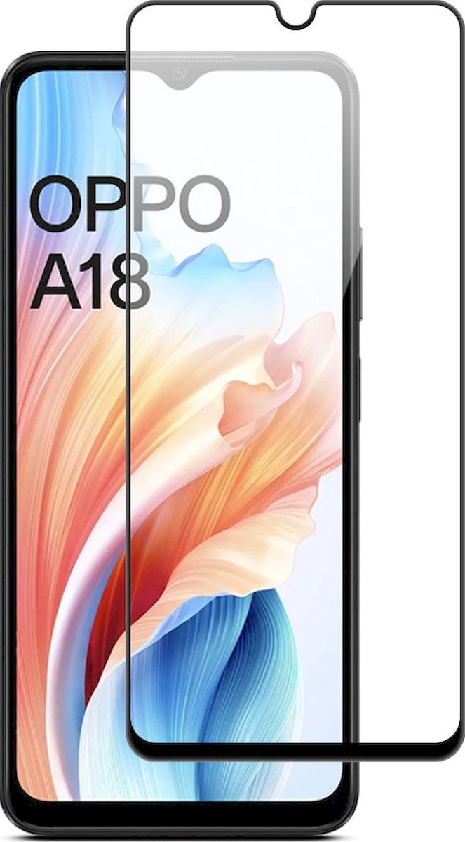 Mobigear Screenprotector geschikt voor OPPO A18 Glazen | Mobigear Premium Screenprotector - Case Friendly - Zwart