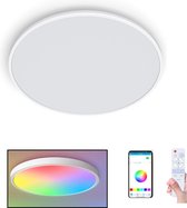 BRILONER - Smart LED plafondlamp, ronde WiFi woonkamerlamp, kleurtemperatuurregeling, dimbare plafondlamp met afstandsbediening, spraakbesturing, chroom mat, 490 mm BRILONER - Smart LED plafondlamp, ronde WiFi woonkamerlamp, kleurtemperatuurregeling, dimbare plafondlamp met afstandsbediening, spraakbesturing, chroom mat, 490 mm