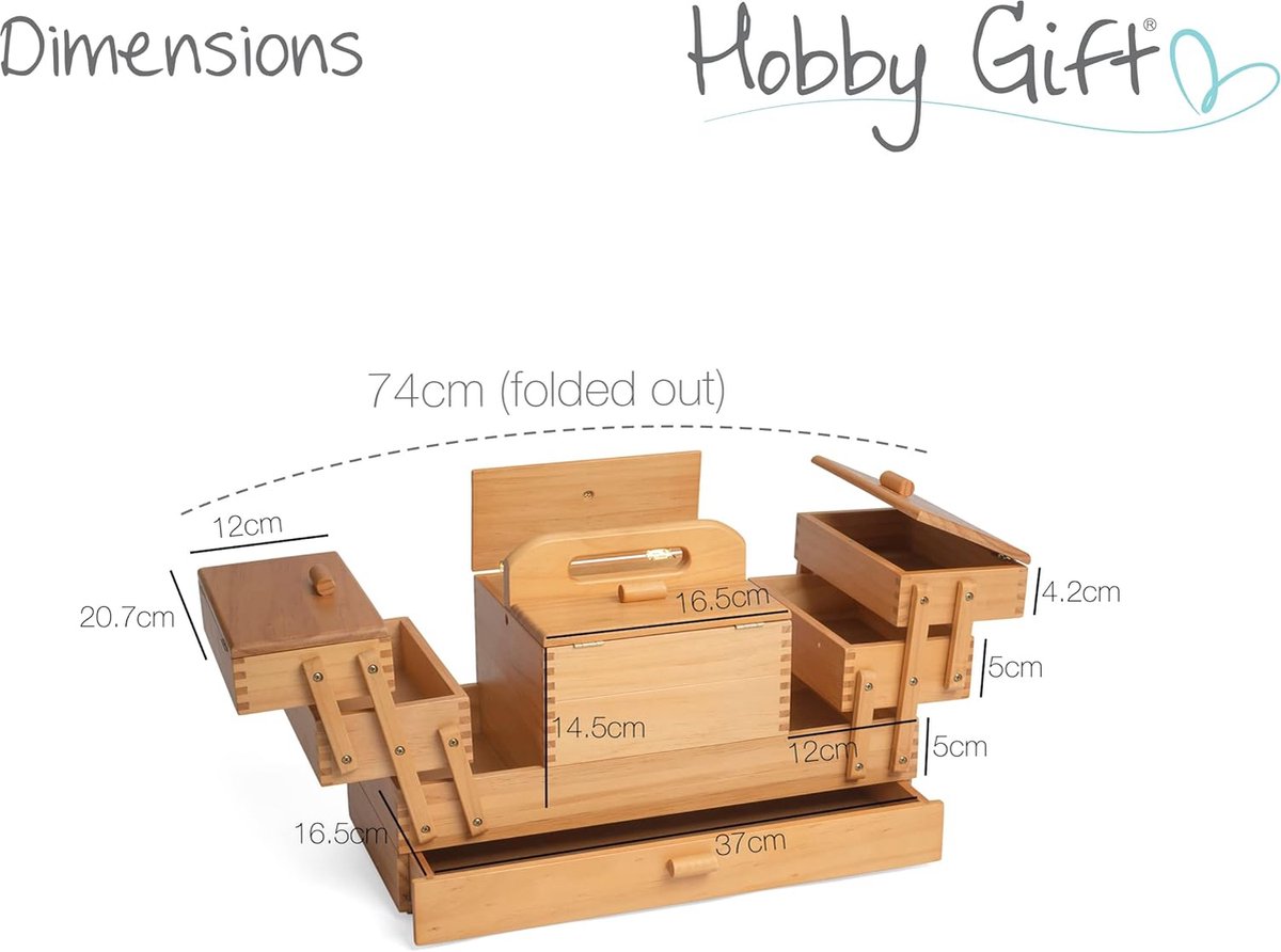 Hobby Gift Houten Cantilever Naaien, Kunst, Ambacht, Hobby's Opbergdoos, 3 Tiers met Poten