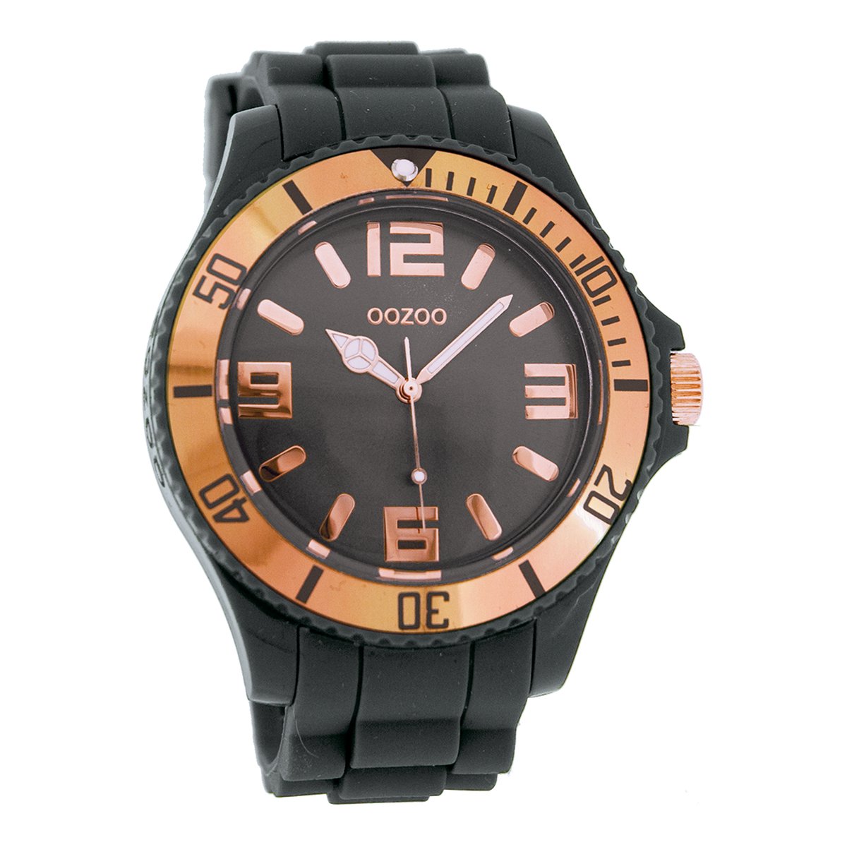 OOZOO Timepieces - Donker grijze horloge met donker grijze rubber band - C4284