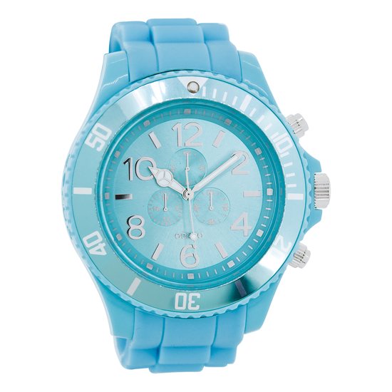 OOZOO Timepieces - Licht blauwe horloge met licht blauwe rubber band - C4824