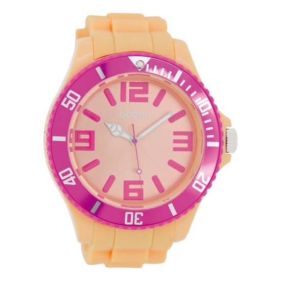 OOZOO Timepieces - Oranje horloge met oranje rubber band - C5830