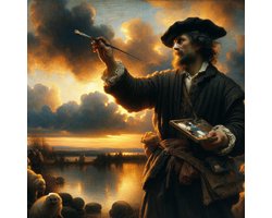 Modern rembrandt schilderij | Hedendaagse interpretatie van Rembrandt's meesterwerken in moderne kunstvorm | Kunst - 40x40 centimeter op Dibond | Foto op Dibond