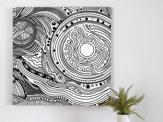 Line art aboriginal schilderij | Aboriginal masterpiece: a vibrant ...
