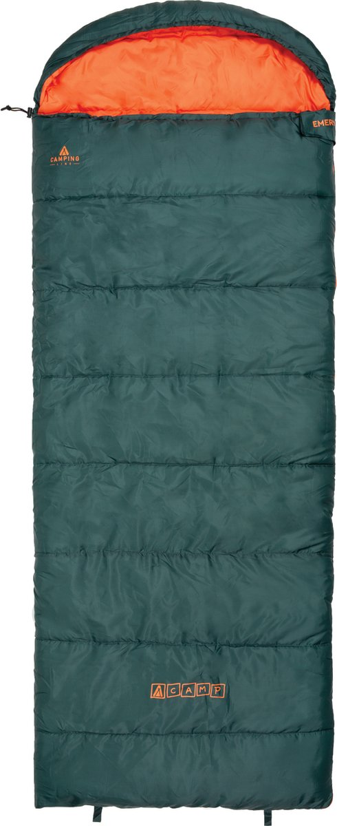 ACAMP EMERY Deken Slaapzak met capuchon 220 x 85 cm Donkergroen 1800 Gram PFC-Vrij