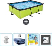 EXIT Rechthoekig Lime Frame Zwembad - 220 x 150 x 65 cm - Inclusief Pomp Solarzeil - Onderhoudspakket - Vloertegels