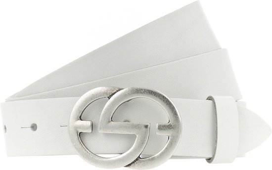 Vanzetti Cuir Ceinture Full Leather Buckel Belt W105 White Blanc