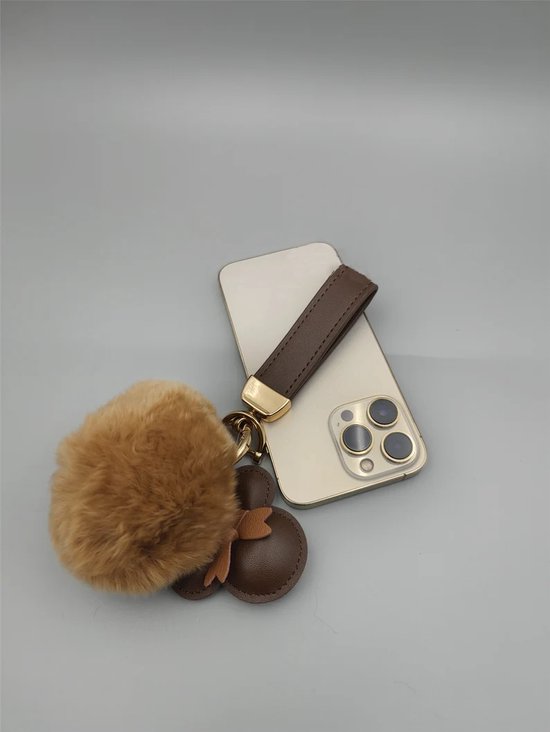 Porte-clés Luxe - Mickey Cuir & Métal pour Adultes - Porte Clé de Voiture Marron Foncé