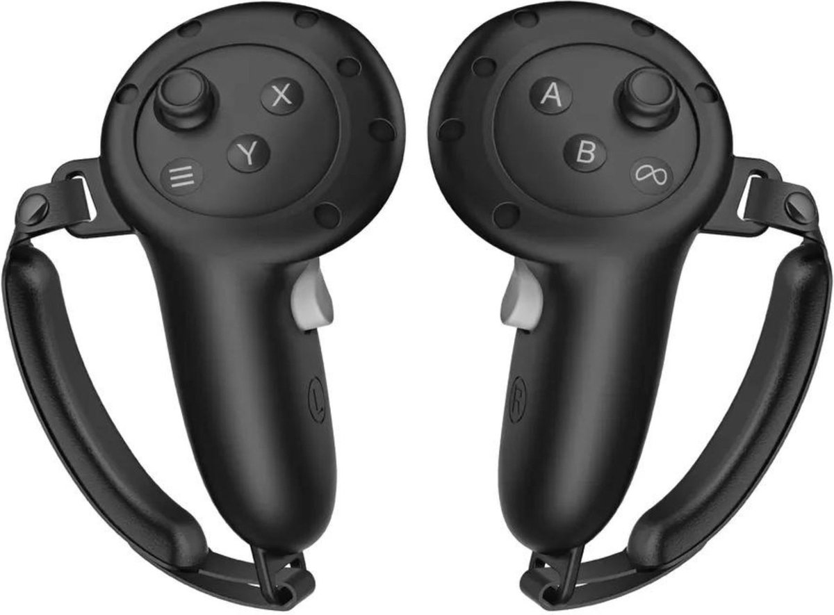 Siliconen controllerhoezen + houder voor Meta Quest 3S / Quest 3 – Zachte antislip beschermgreep met verstelbare bandjes – VR-accessoires (zwart/grijs)