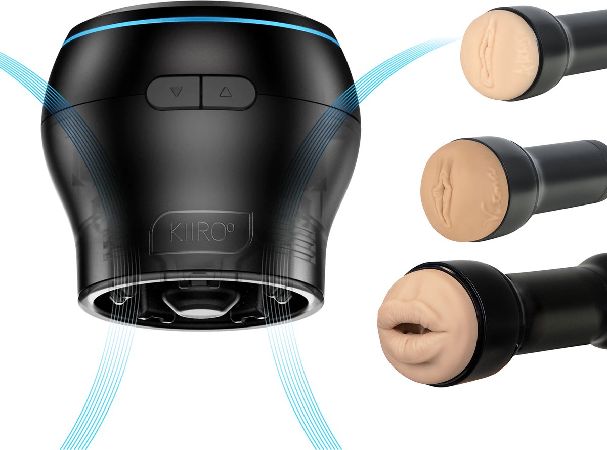 Kiiroo PowerBlow Blowjob Masturbator met Zuigfunctie - voor Gebruik met Kiiroo Feel Pocket Pussy - Instelbare en Interactieve Blowjob Simulator - Connect met Adult Content via FeelMe AI - [ Pocket Pussy Niet Inbegrepen ]