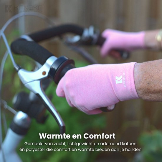 KANGKA® Reuma Compressie Handschoenen - Open vingertoppen voor Bewegingsvrijheid - Verlichting van Artritis en Reumatische Pijn - Maat L - Roze Kleur