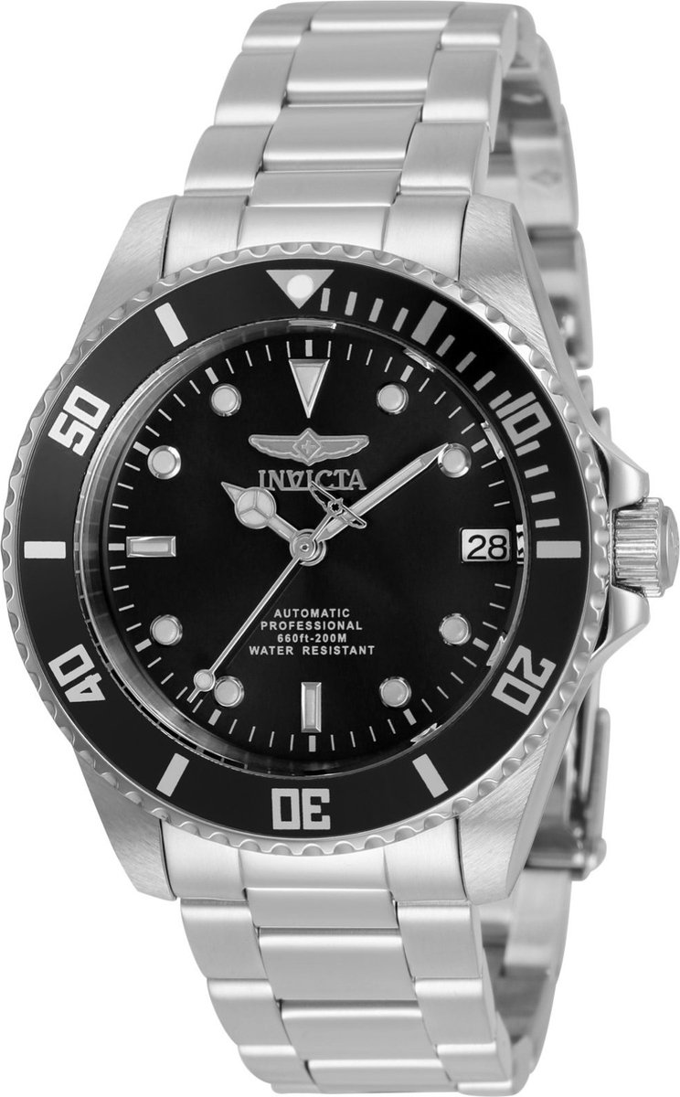 Invicta Pro Diver 35705 Dames Horloge - Waterdicht - Analoog - Automatisch Uurwerk - Roestvrij Staal met zwarte Wijzerplaat - 36mm