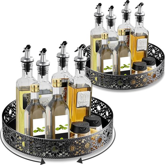 QIZENME Lazy Susan Koelkastorganizer, draaiplateau, 40 cm, doorzichtige rechthoekige koelkast, draaibaar, organizer, snurwiel voor kast, tafel, eetkamer, koelkast, keuken, werkblad