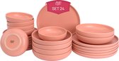 Bol.com James Cooke Serviesset Bliss Stoneware 6-persoons 24-delig Roze aanbieding