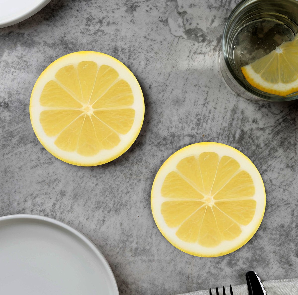 GR onderzetters voor glazen - Fruit - Lemon - Vinyl - 6st