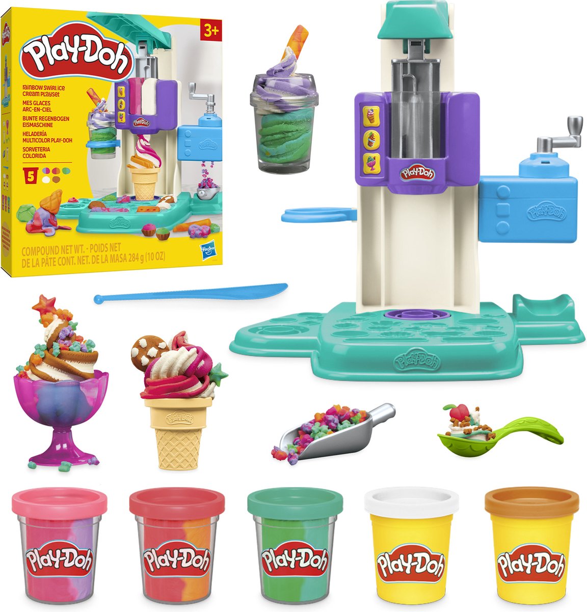 Play-Doh Rainbow Softijs Speelset - Boetseerklei - Inclusief 5 Play-Doh potjes — afbeelding 4