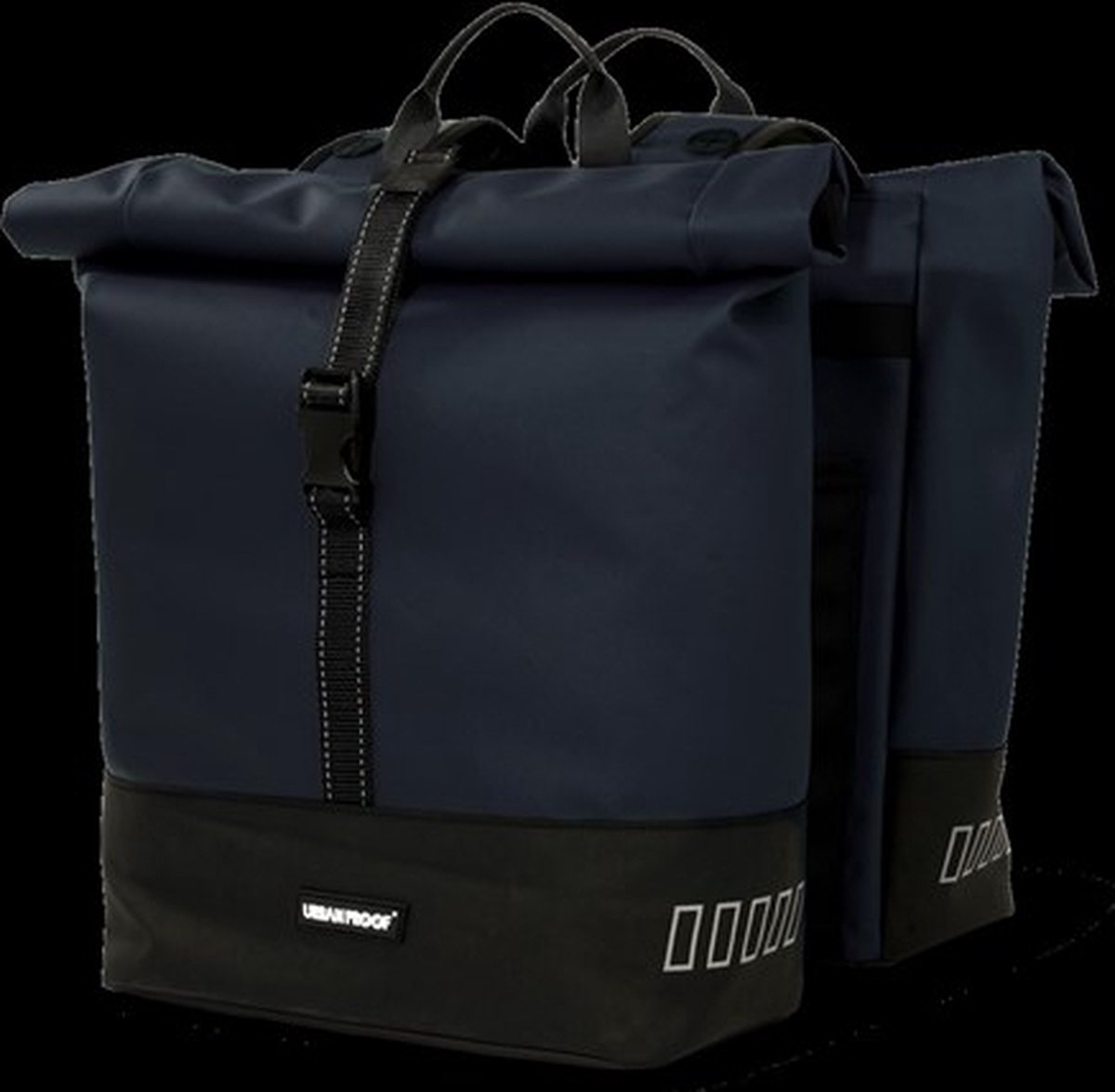 Gerecyclede Urban Proof Rolltop dubbele fietstas, 38 liter, 30 x 15 x 42 cm - Blauw