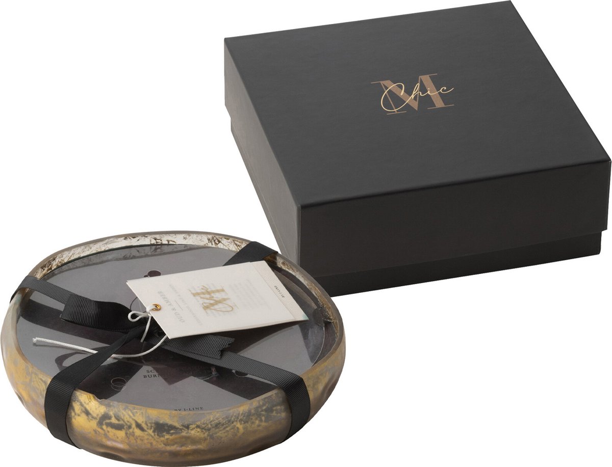 J-Line geurkaars M-Chic - Oud & Amber - glas - goud/zwart - medium - 20U