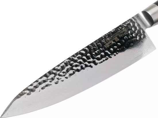 Yaxell Japonais - Série Zen - Couteau de Chef - Acier VG-10 - 61 HRC - Lame 20 cm - Acier Damas 37 Couches - Manche Toile-Micarta