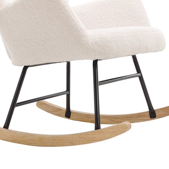 Sweiko Schommelstoel - Teddy fauteuil - Met hoofdsteun + hocker - Belastbaar 100kg - Wit