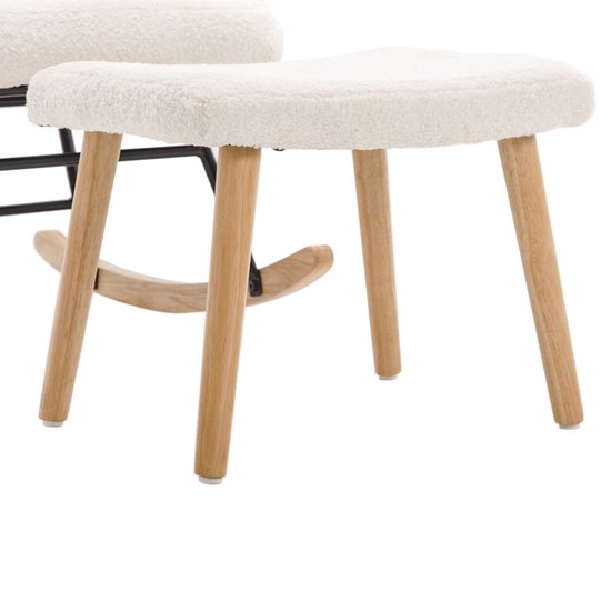 Sweiko Schommelstoel - Teddy fauteuil - Met hoofdsteun + hocker - Belastbaar 100kg - Wit