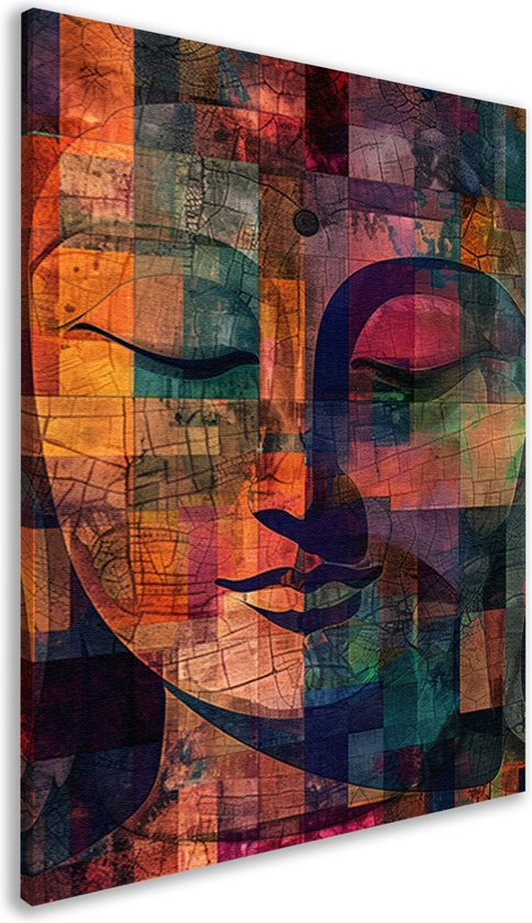 Tableaux Bouddha - Tableau Religion - Tableau Toile Mosaïque - Décoration Salon Industriel - Tableaux Toile Salon - Décoration Chambre Toile 100x150 cm