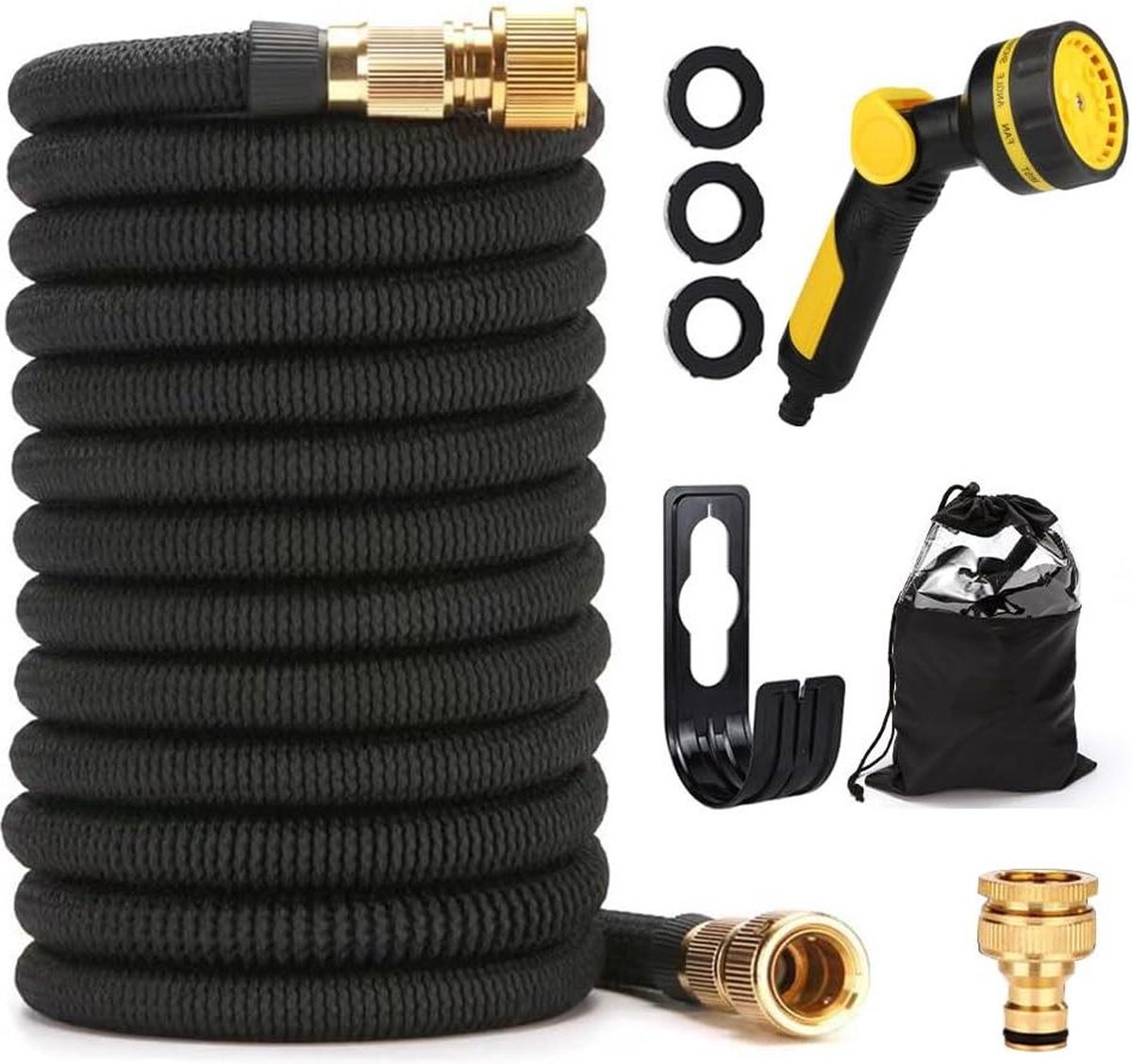 Flexibele tuinslang, 30 m, uitbreidbare slang, waterslang, 1/2 3/4 inch tuinslangen met 7 functies, rekbare waterslang voor tuin, tuinirrigatie, autowassen