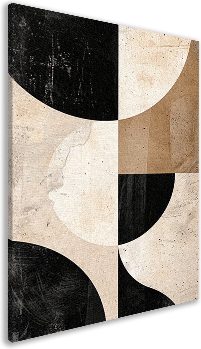 Abstract Geometrisch - Canvas Schilderij - 40×60 cm - Woonkamer Wanddecoratie - Zwart - Be