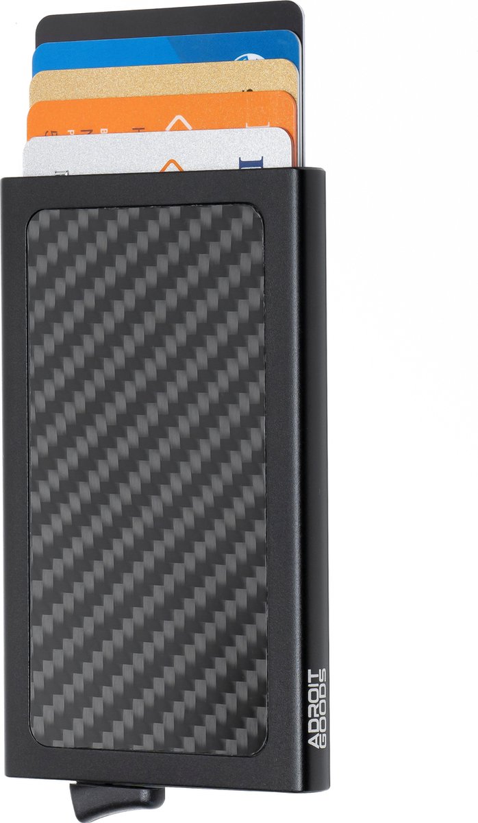 AdroitGoods Pasjeshouder 7 Pasjes Portemonnee - Creditcardhouder Met RFID Technologie - Aluminium/Carbon - Zwart